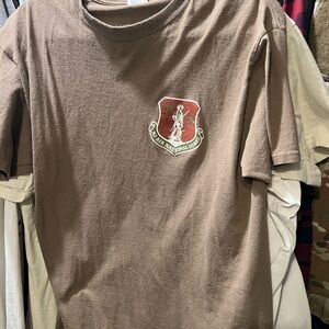 Brown Short Sleeve Graphic Tee with Crest